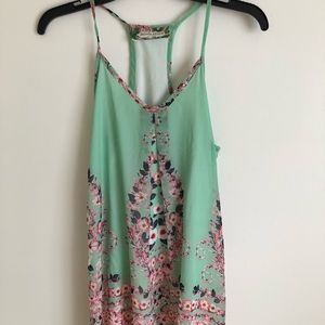 mint green floral tank top size S/M